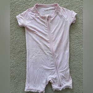 Little Sleepies Bamboo Zippy Short Sleeve Romper Pink 6-12 Months Girl